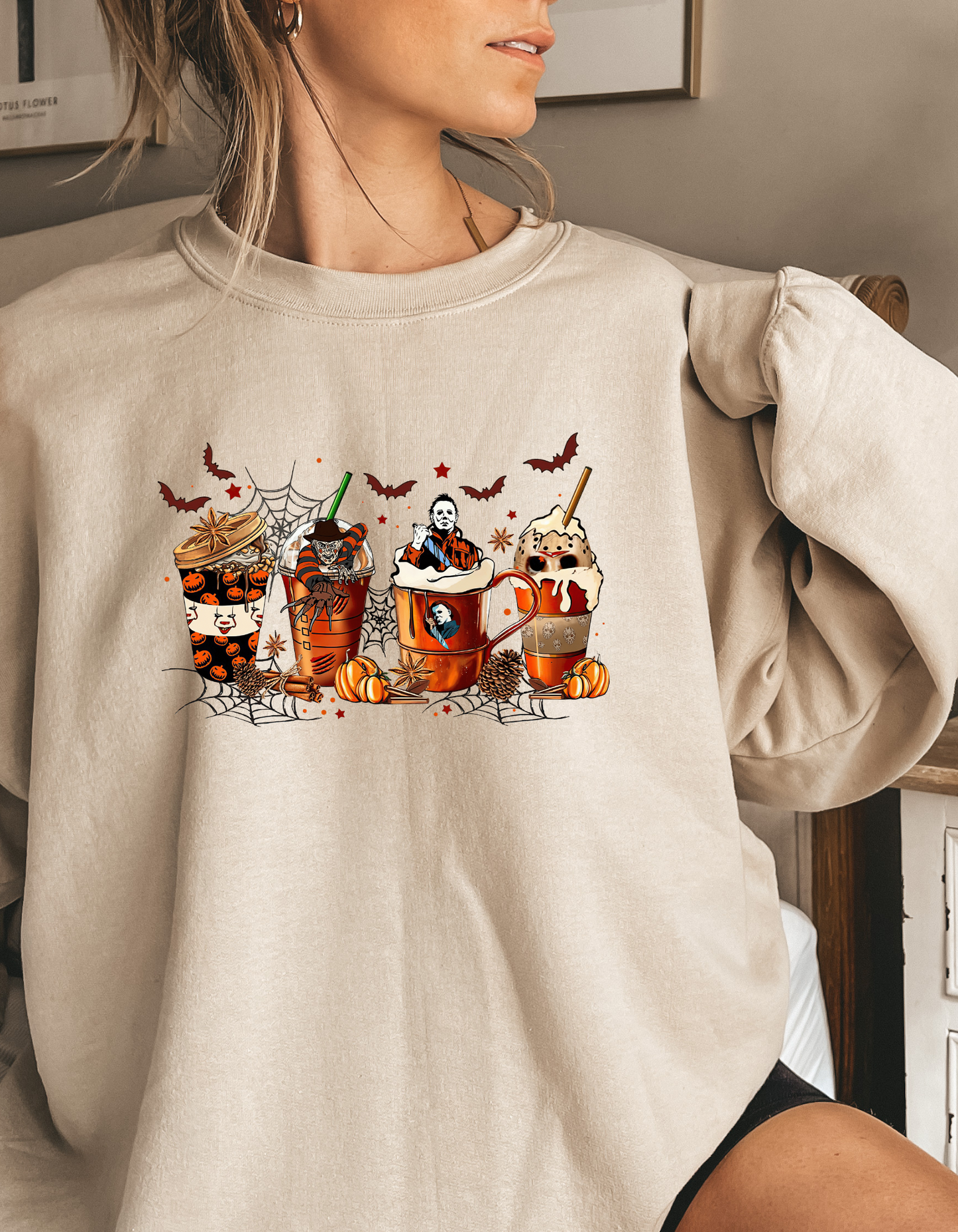 Skeleton Coffee Cups Sweatshirt, Coffee Cups Sweatshirt, Skull Coffee Cup Sweatshirt, Skeleton Halloween Sweatshirt, Coffee Lover Sweatshirt