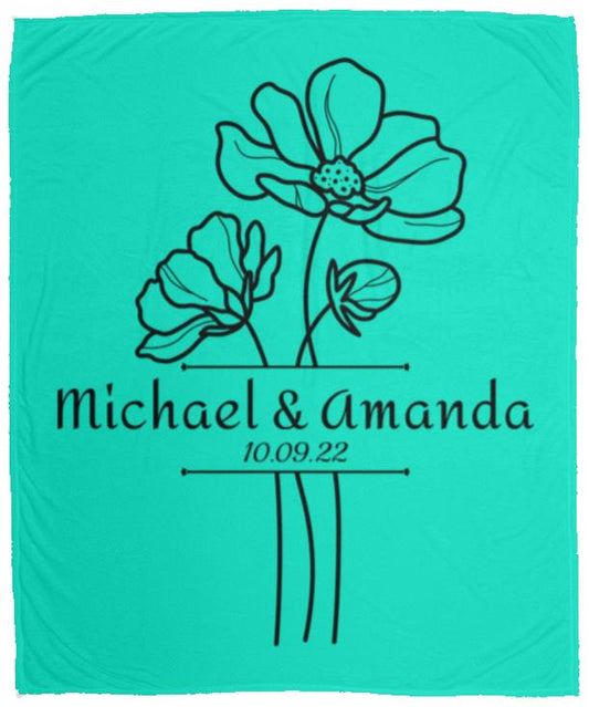 Custom Split Flower Personalized Split Flower Newlywed Blanket