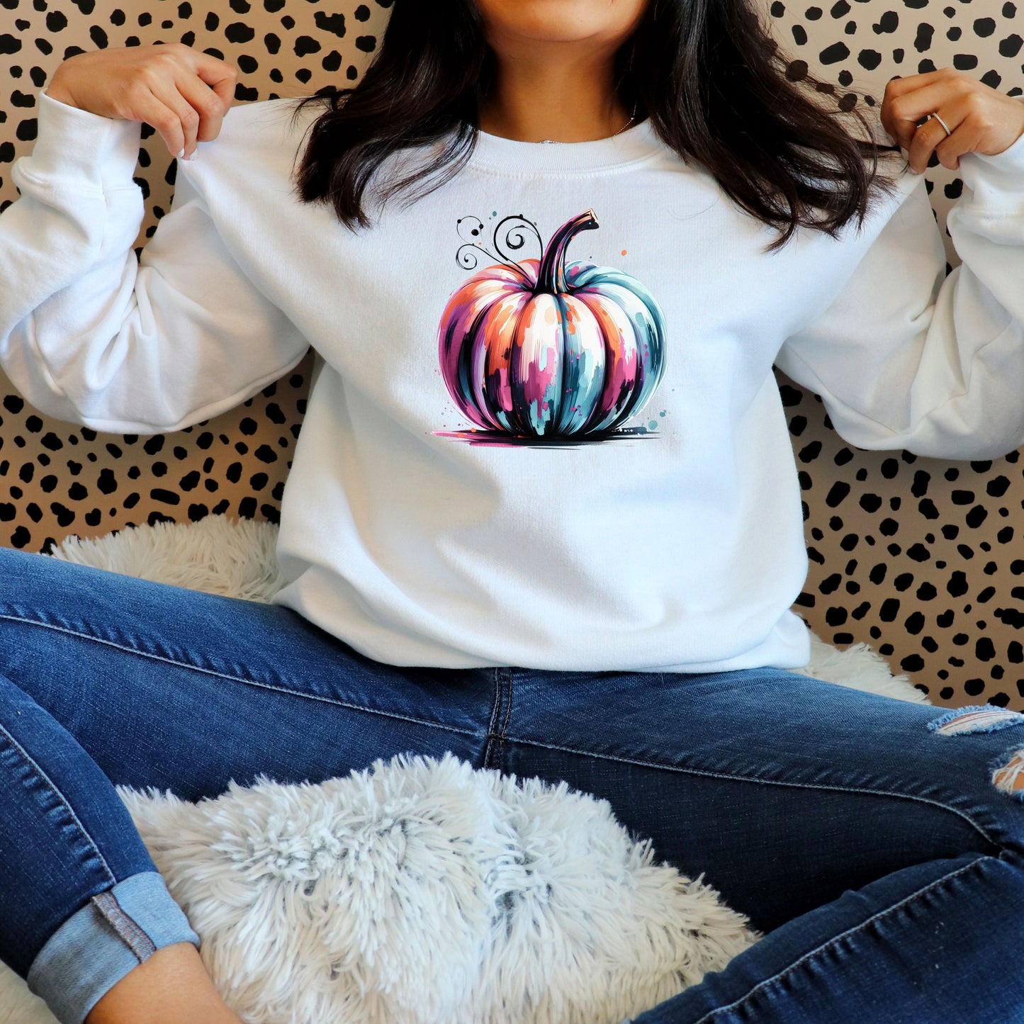 Watercolor Pumpkin Unisex Sweatshirt – Cozy Fall and Halloween Sweater