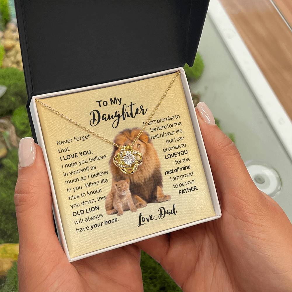 This Old Lion Will Have Your Back - Love Knot - Gold Background