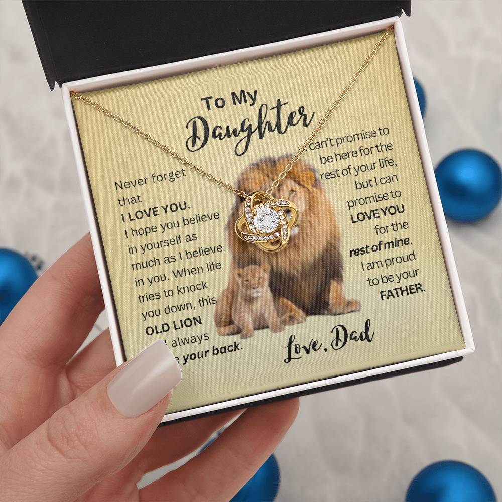 This Old Lion Will Have Your Back - Love Knot - Gold Background