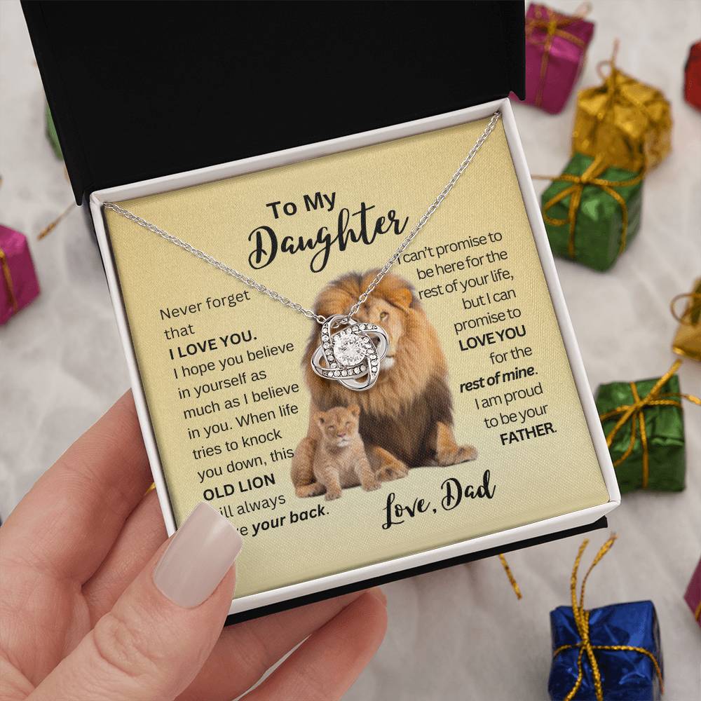 This Old Lion Will Have Your Back - Love Knot - Gold Background