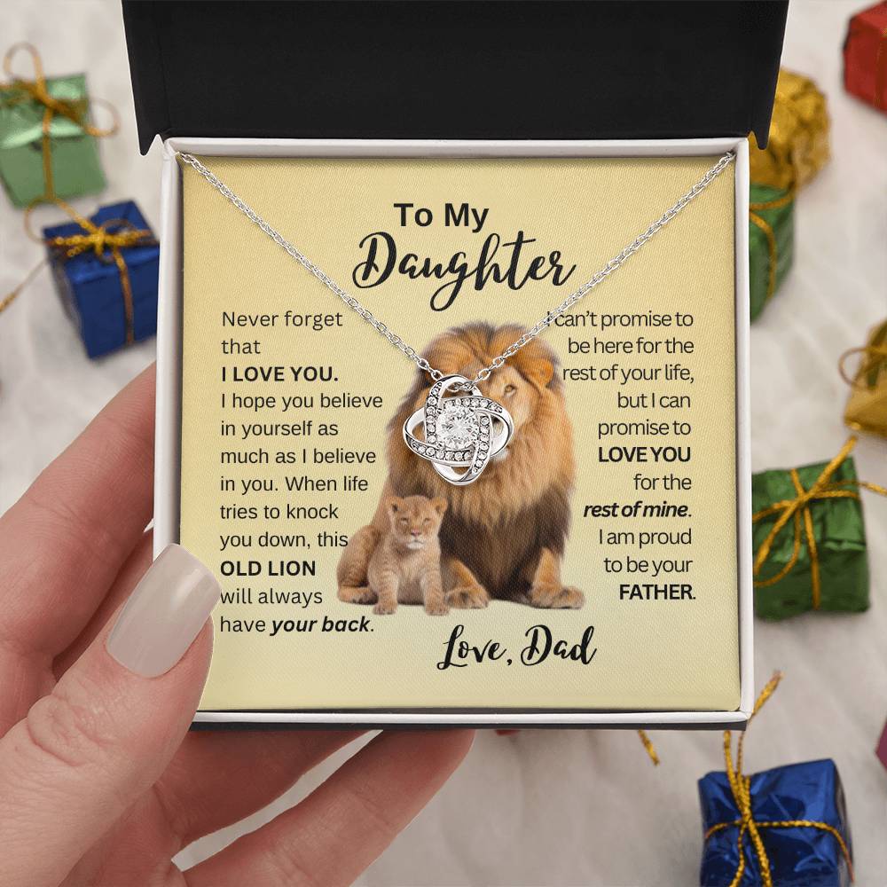 This Old Lion Will Have Your Back - Love Knot - Gold Background