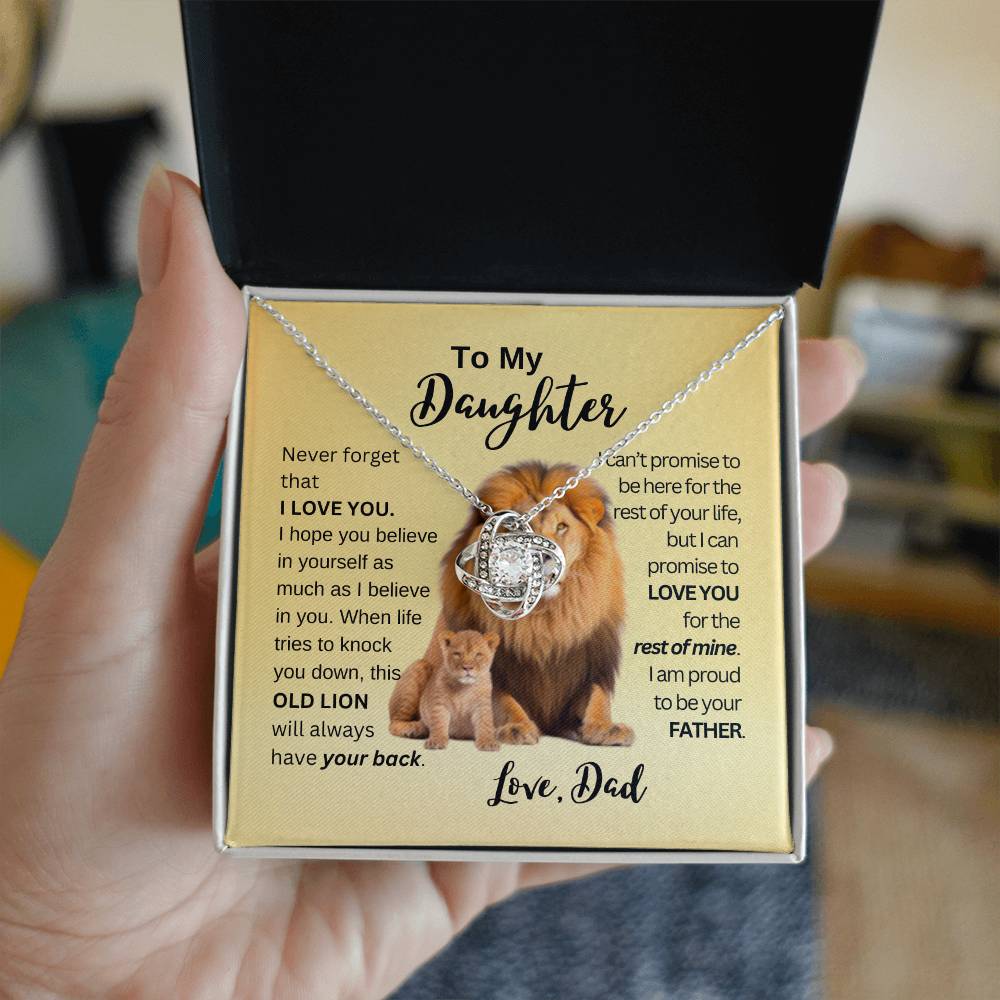 This Old Lion Will Have Your Back - Love Knot - Gold Background