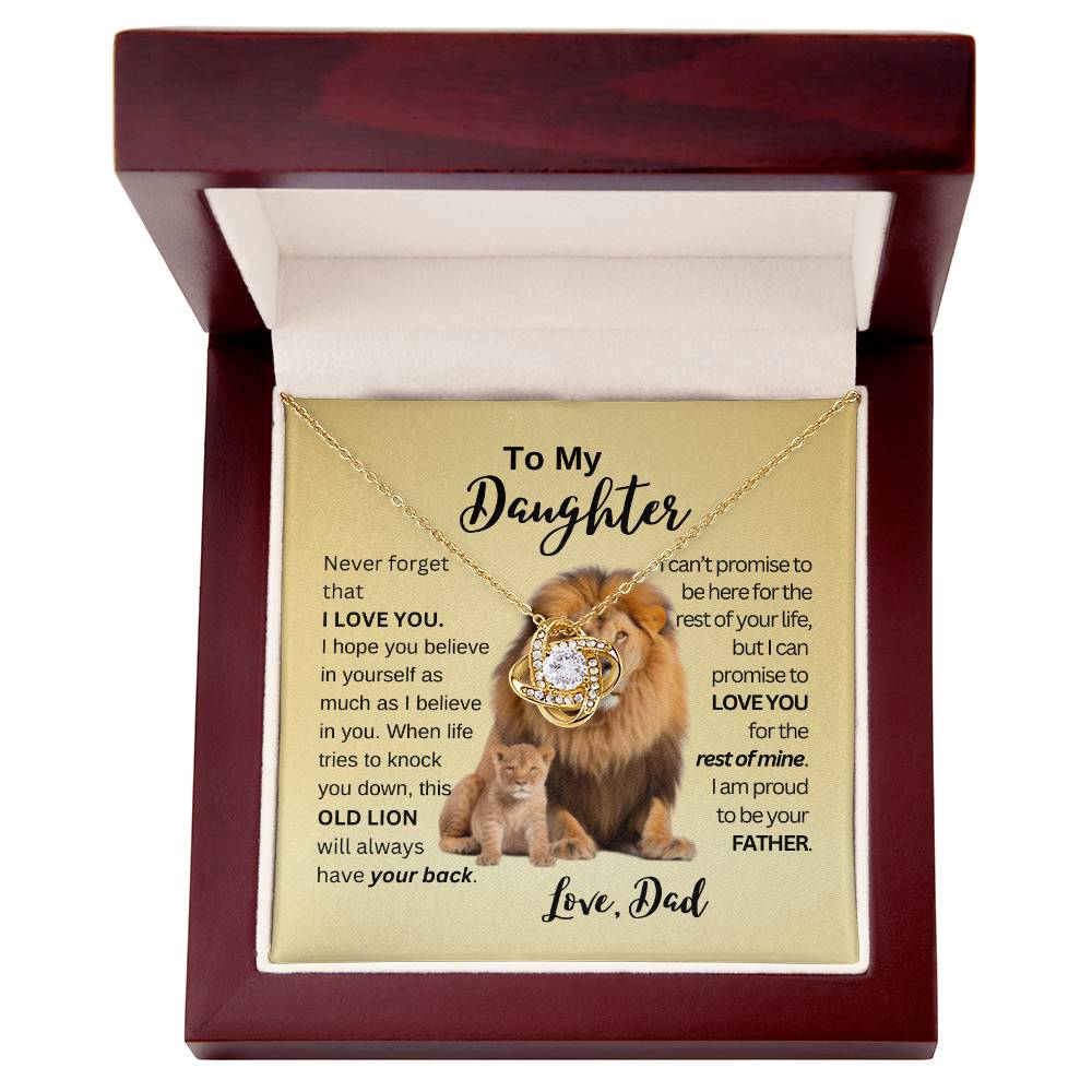 This Old Lion Will Have Your Back - Love Knot - Gold Background