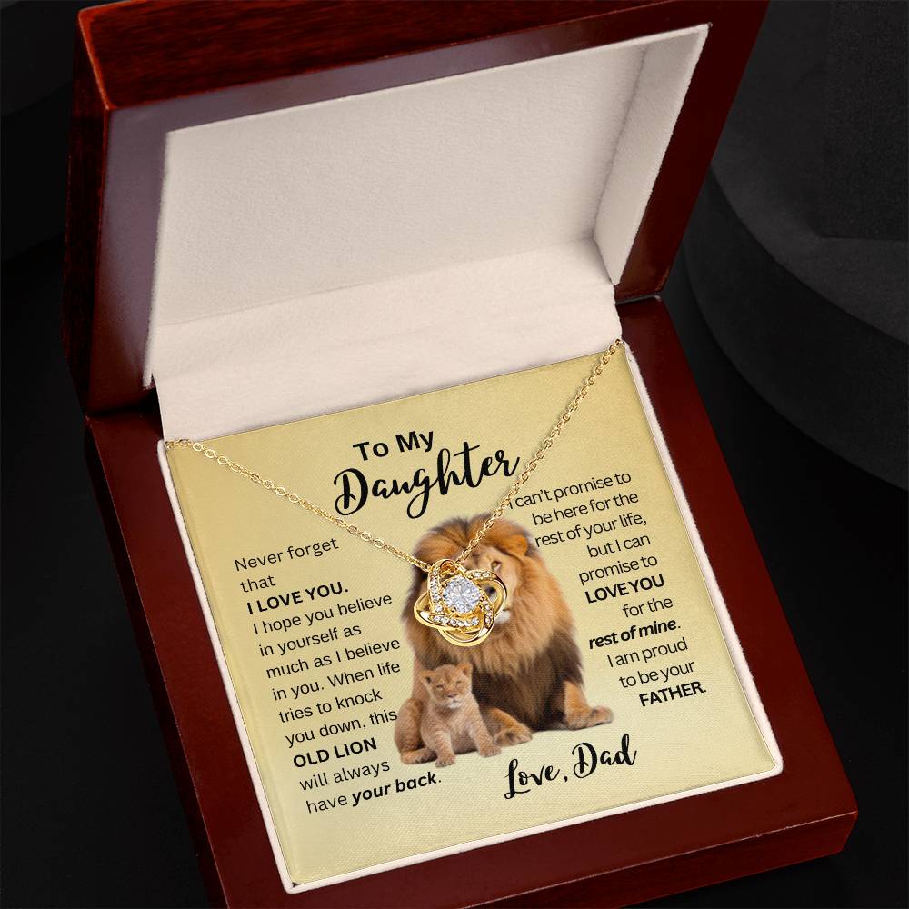 This Old Lion Will Have Your Back - Love Knot - Gold Background