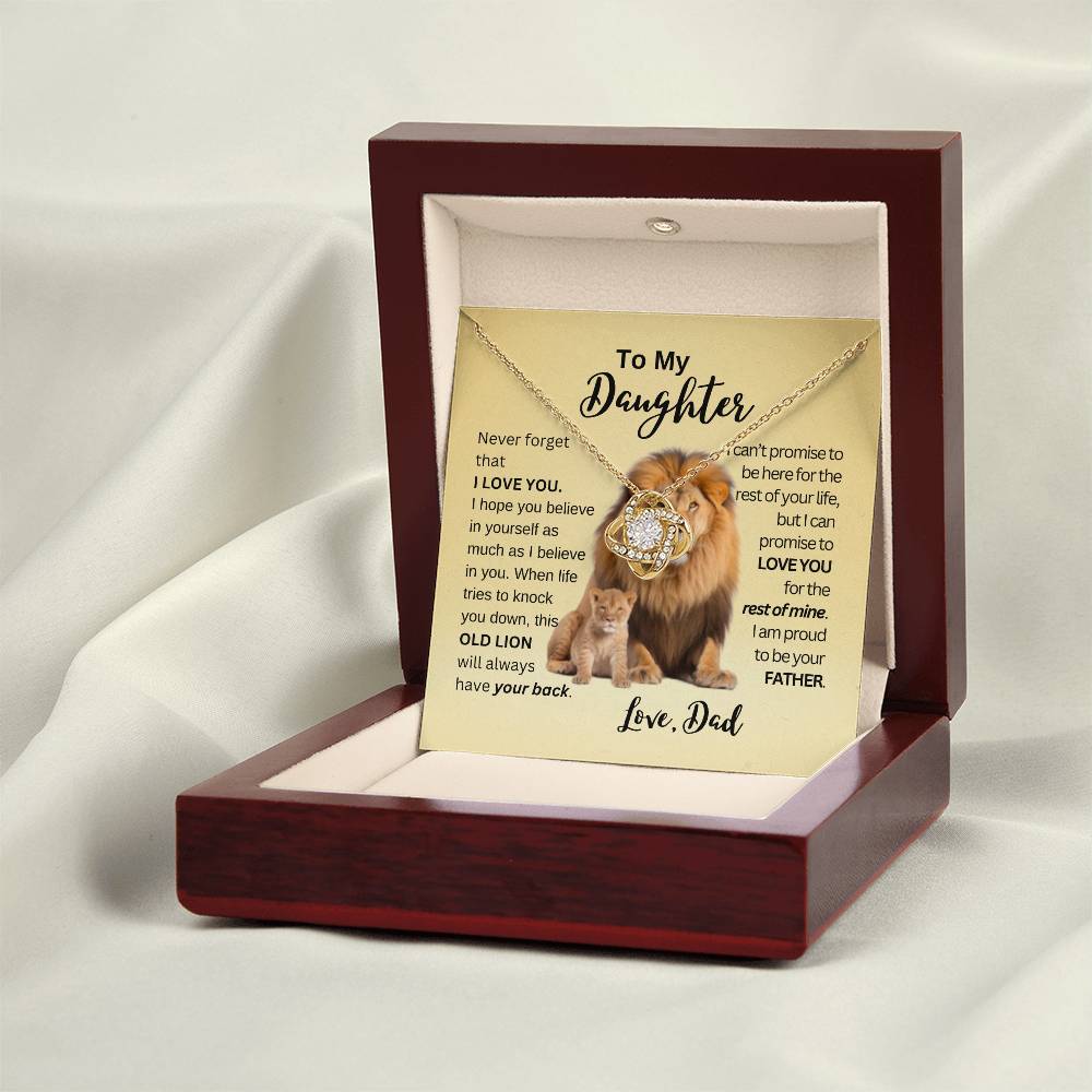 This Old Lion Will Have Your Back - Love Knot - Gold Background