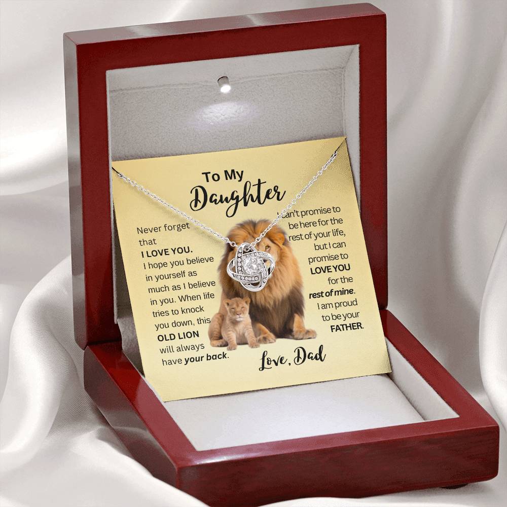 This Old Lion Will Have Your Back - Love Knot - Gold Background