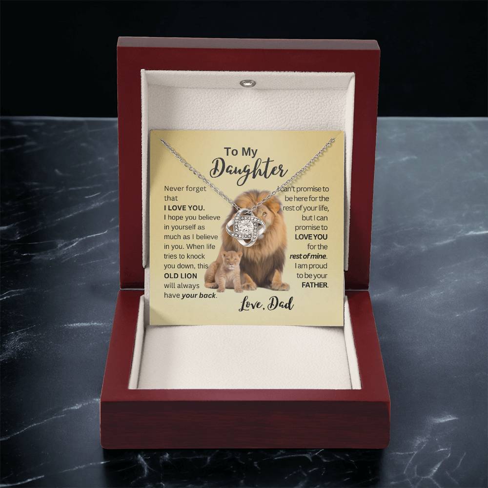 This Old Lion Will Have Your Back - Love Knot - Gold Background